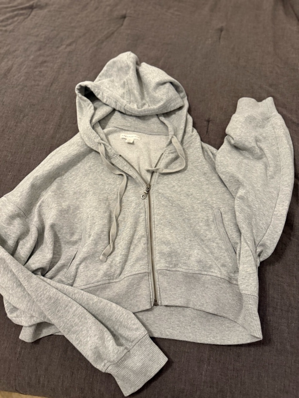 Aeropostale Heather Gray Full-Zip Hoodie